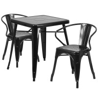 Flash Furniture CH-31330-2-70-BK-GG Metal Table Set in Black
